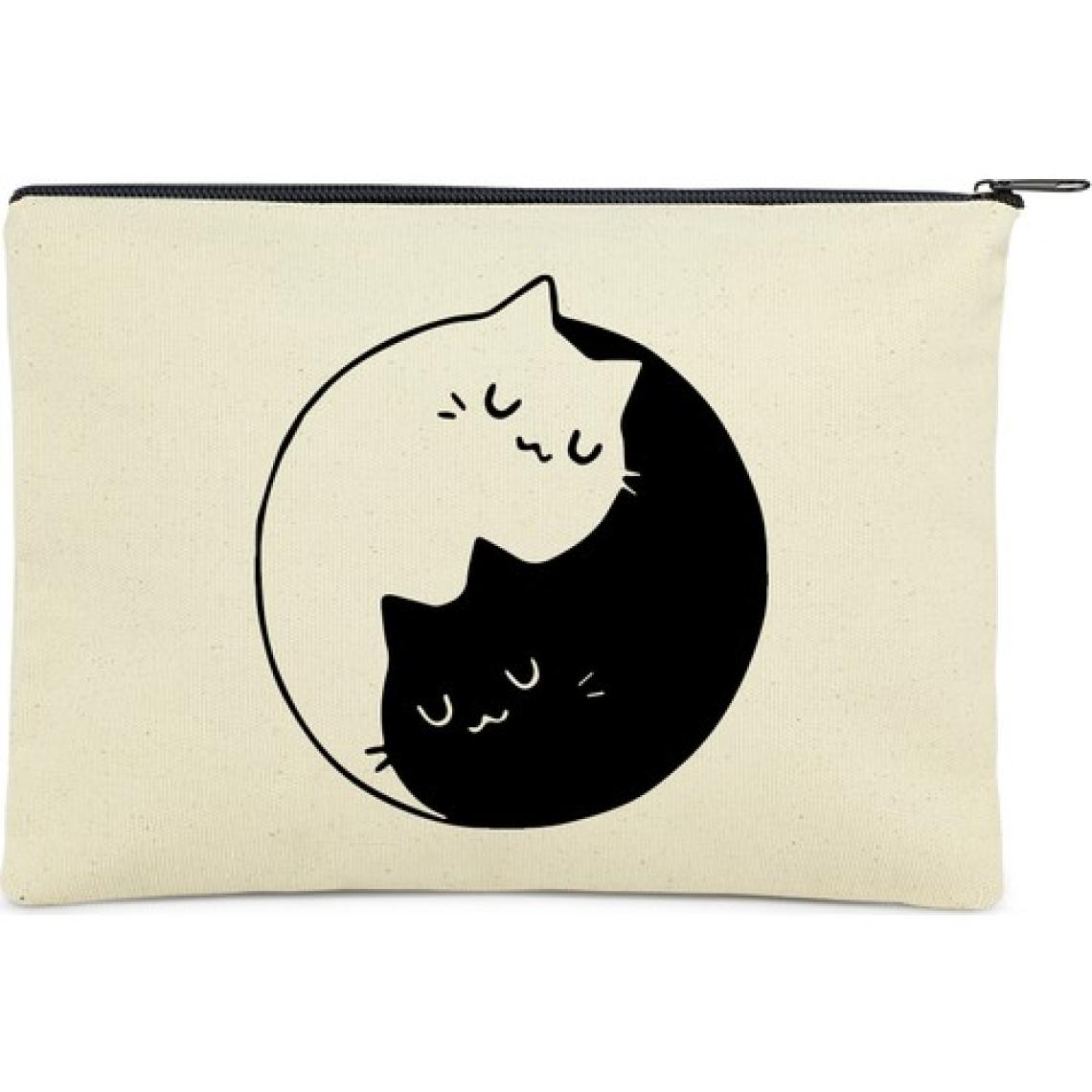Çınar Bez Çanta Ying Yang Cat Baskılı Clutch Bez Çanta |  (25X17)
