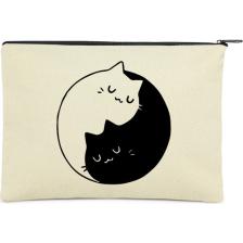 Çınar Bez Çanta Ying Yang Cat Baskılı Clutch Bez Çanta |  (25X17)