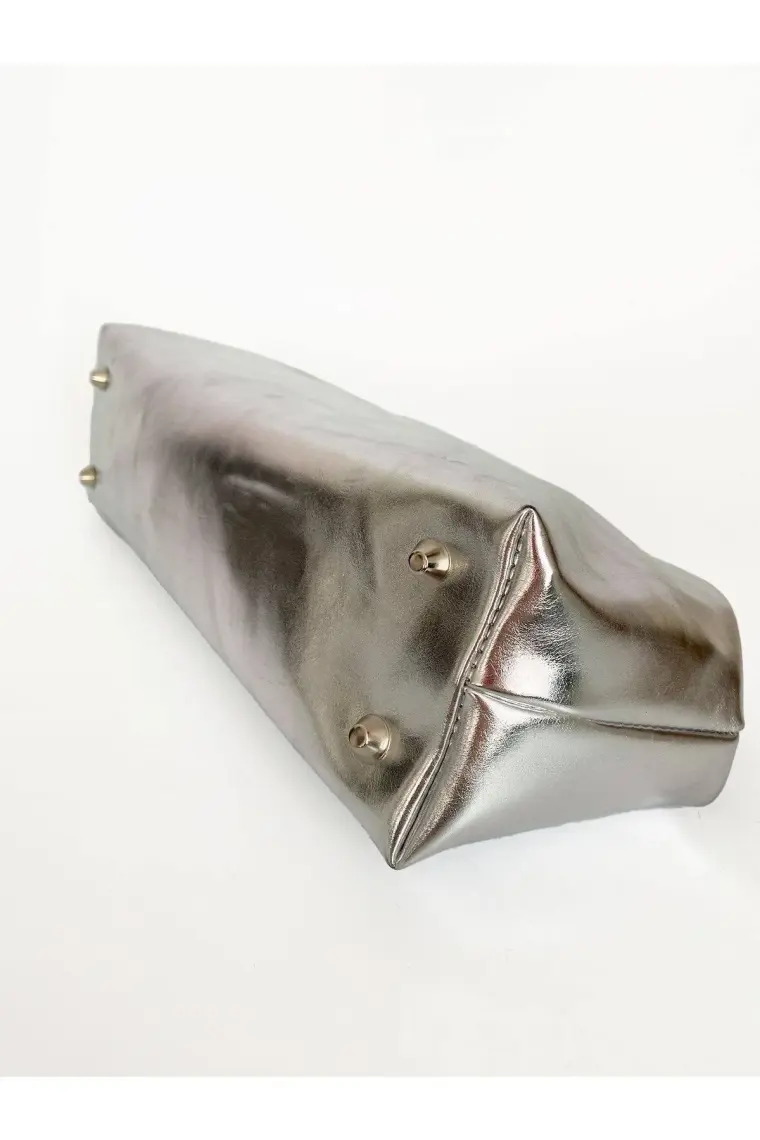 Heybes Kadın Parlak Dokulu Deri Clutch El Çantası