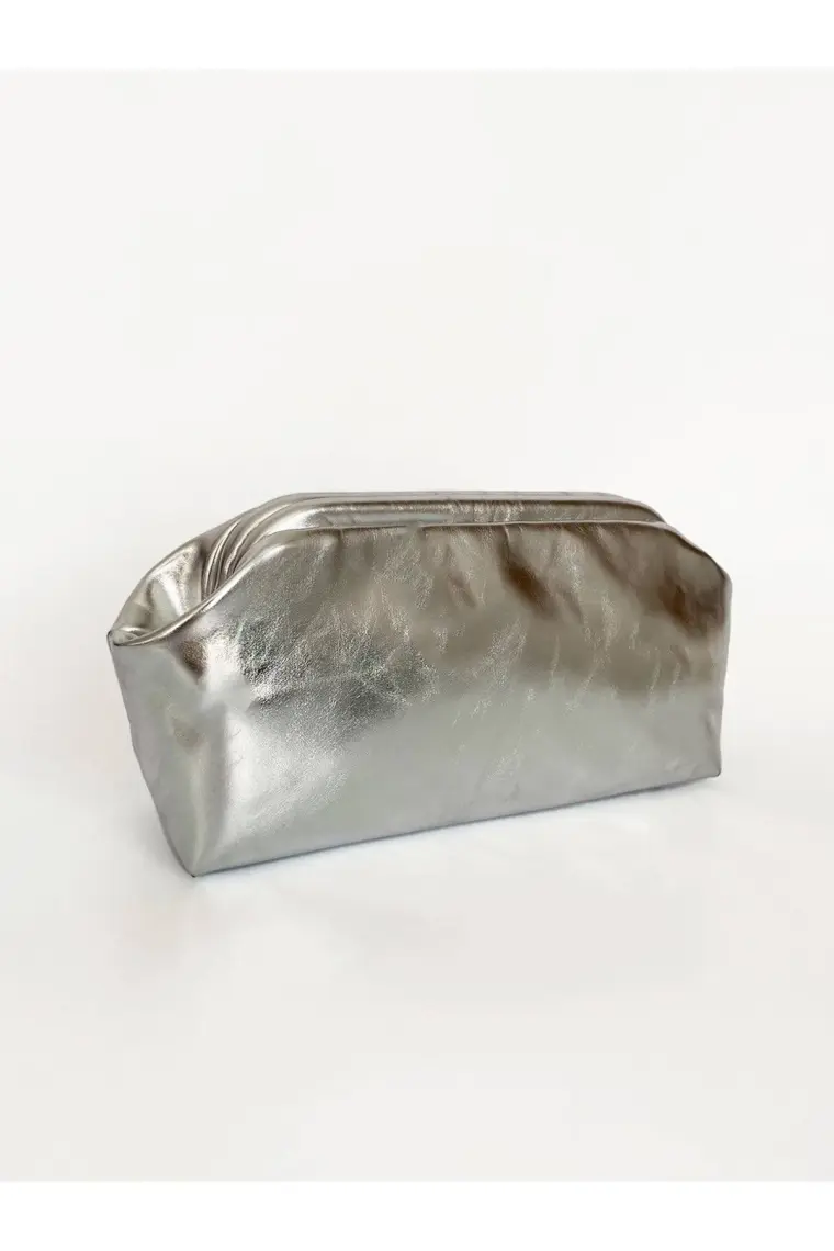 Heybes Kadın Parlak Dokulu Deri Clutch El Çantası