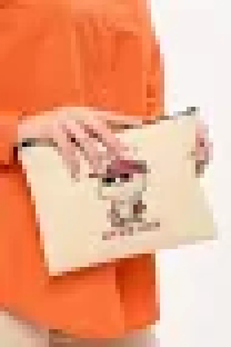 Çınar Bez Çanta Clutch Beybi Baskılı Kanvas Makyaj Çantası