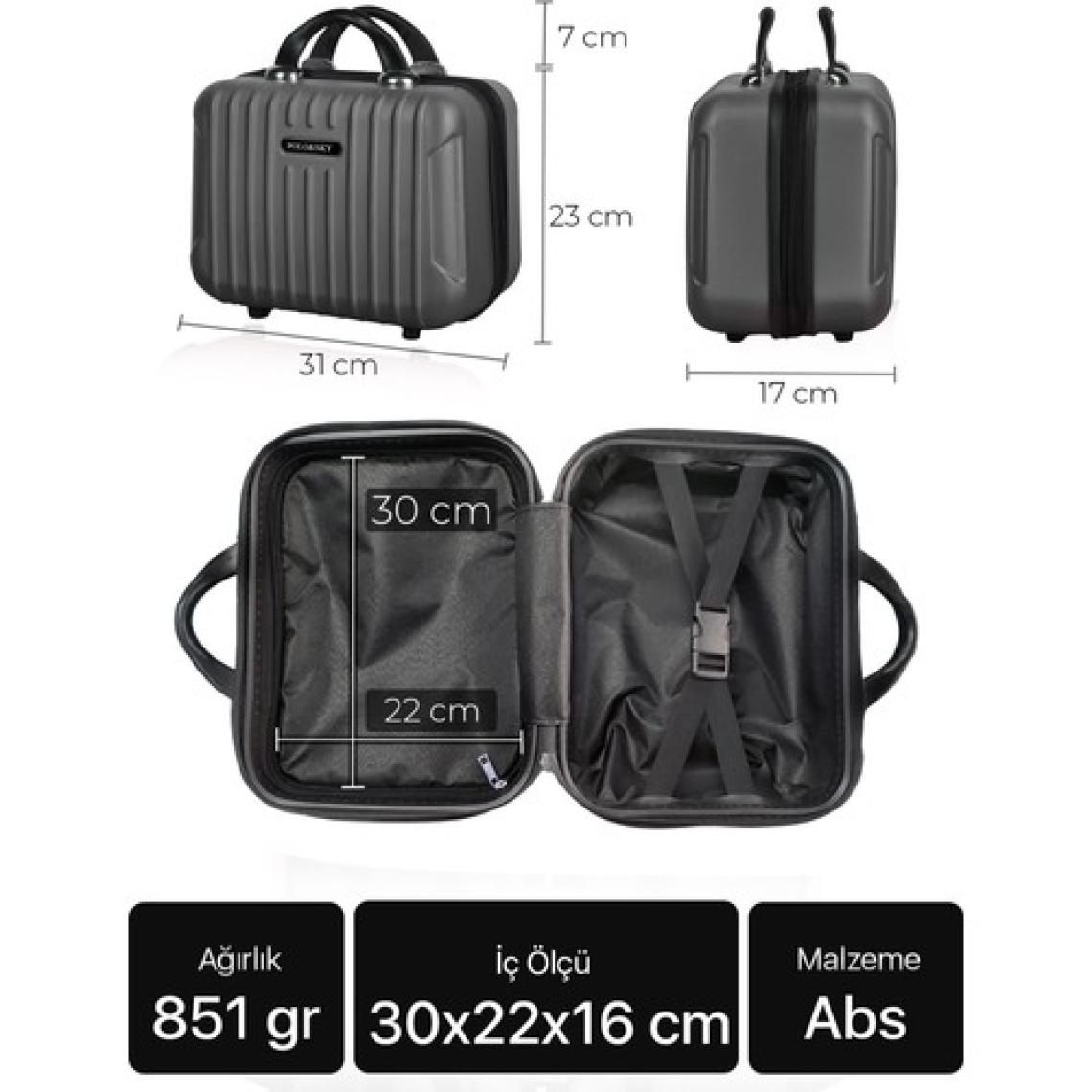 Polo&sky Class Model Füme Renk Abs Makyaj Çantası El Valizi