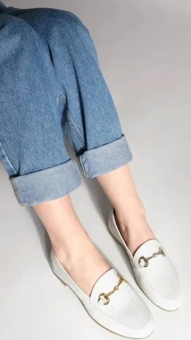 Marjin Kadın Hakiki Deri Zincirli Loafer Günlük Ayakkabı Tanle