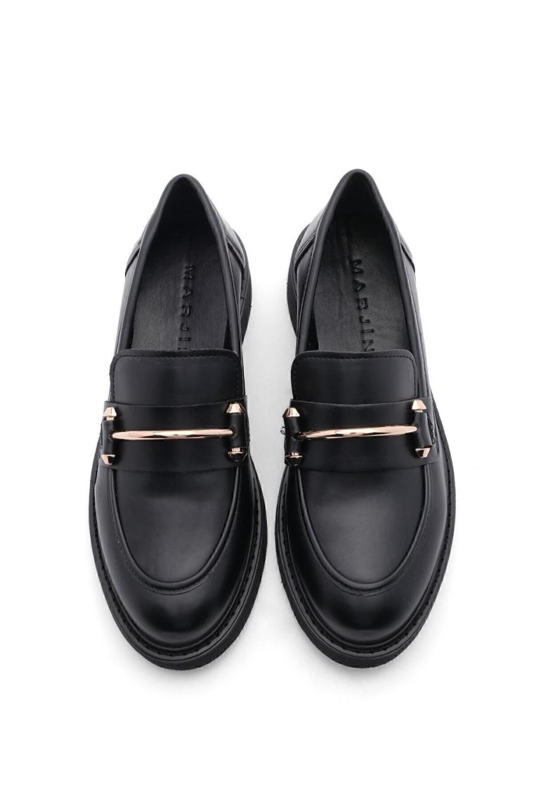 Kadın Loafer Makosen Casual Tokalı Günlük Ayakkabı Forye Siyah