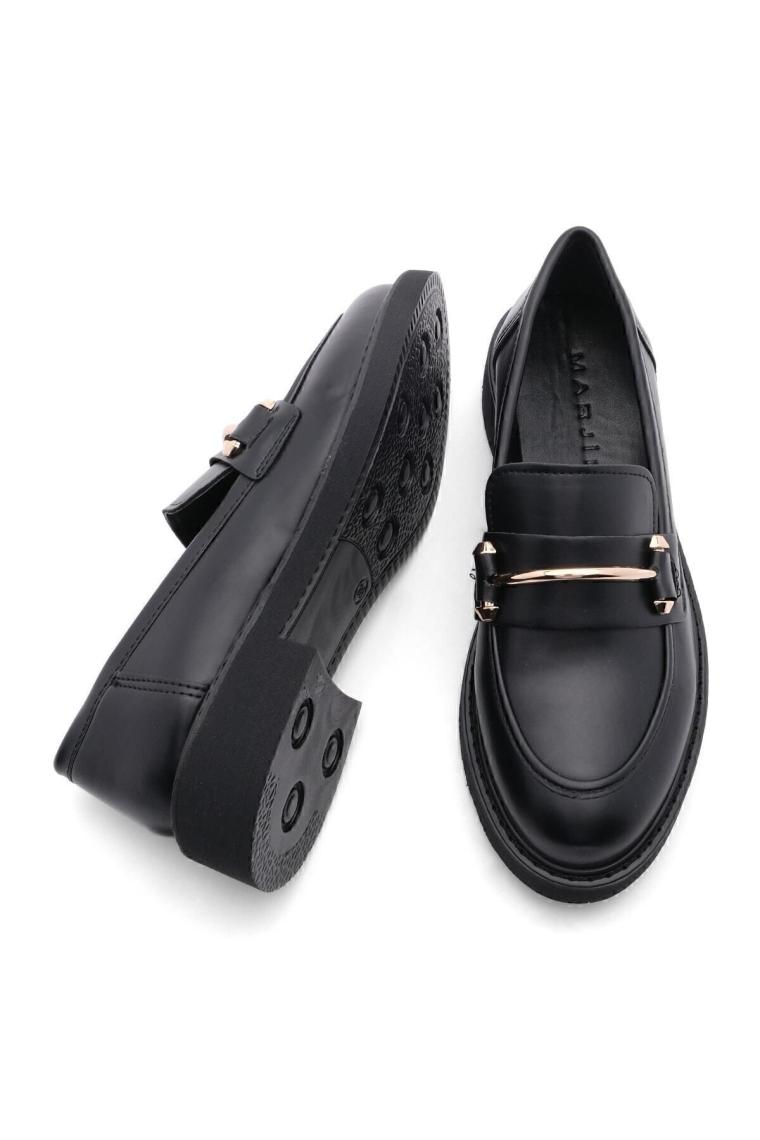 Kadın Loafer Makosen Casual Tokalı Günlük Ayakkabı Forye Siyah