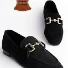 Muggo Mona Garantili Metal Tokalı Deri Kadın Loafer Günlük Ayakkabı
