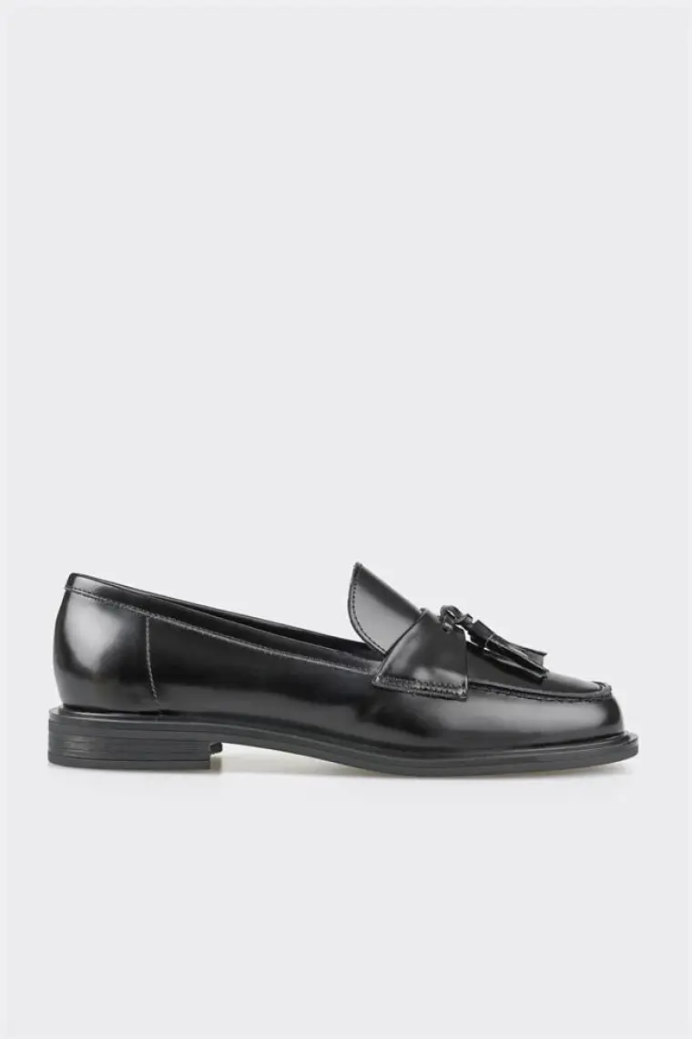 Luvi Lily Siyah Cilt Kadın Loafer