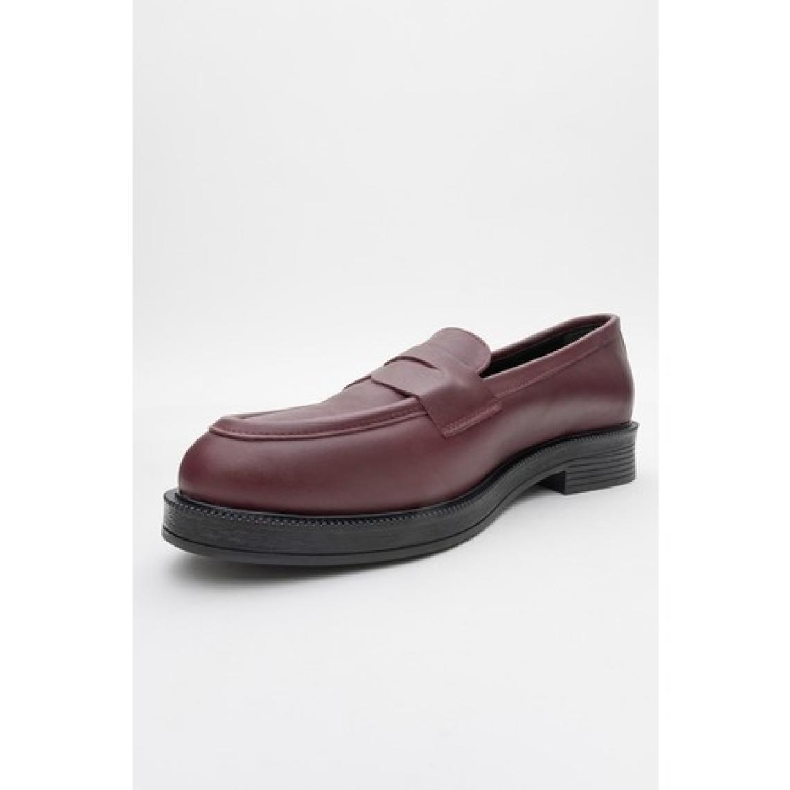 Luvi Pline Bordo Cilt  Deri Kadın Loafer Ayakkabı