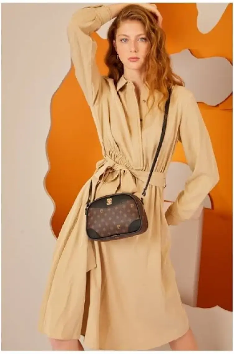Pierre Cardin Kahve Monogram Kadın Çapraz Çanta 05PO22Y1534-MN Kh