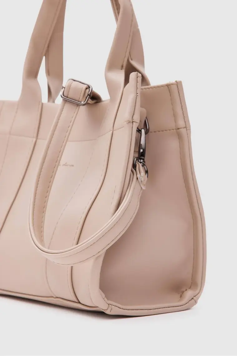 Bonnie Deri Tote Bag Bej