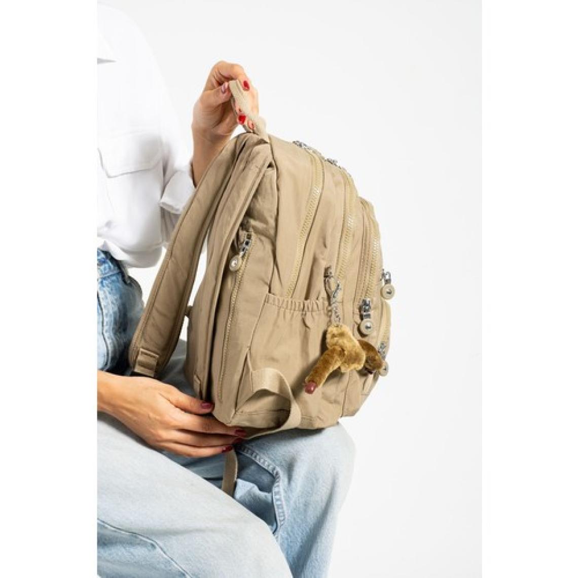 Sanmorris Unisex Suya Dayanıklı Krinkıl Kumaş Çok Gözlü Orta Boy Laptop Okul ve Sırt Çantası