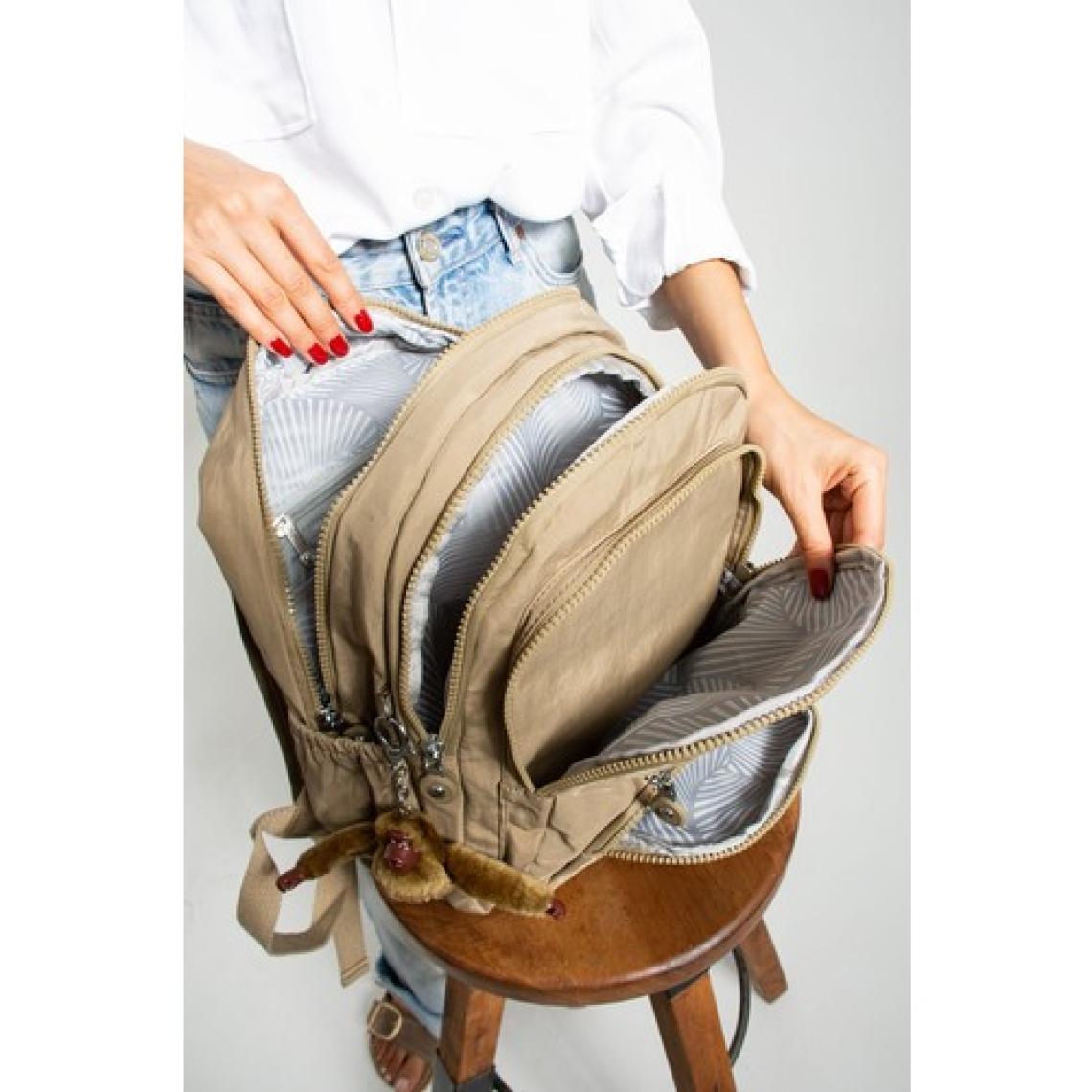 Sanmorris Unisex Suya Dayanıklı Krinkıl Kumaş Çok Gözlü Orta Boy Laptop Okul ve Sırt Çantası