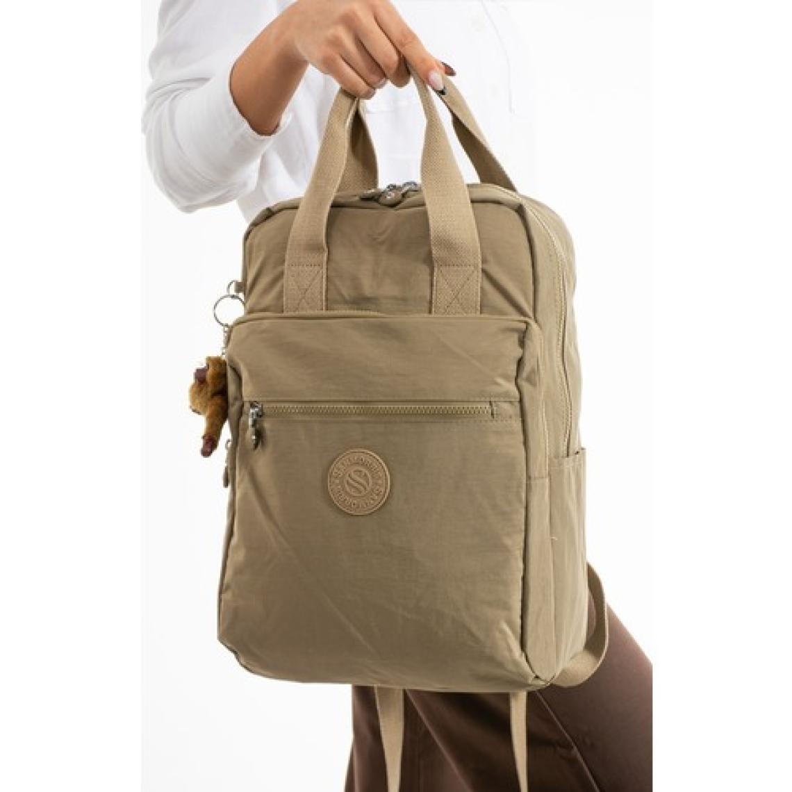 Sanmorris Unisex Suya Dayanıklı Krinkıl Kumaş Çok Gözlü Büyük Boy Laptop Okul ve Sırt Çantası