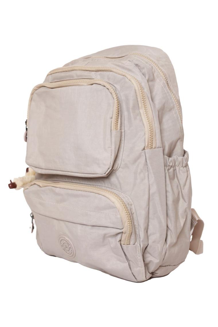 Duomino Krinkıl Kumaş Suya Dayanıklı Büyük Boy Bej Klinkır Sırt Çantası/laptop Okul Çanta
