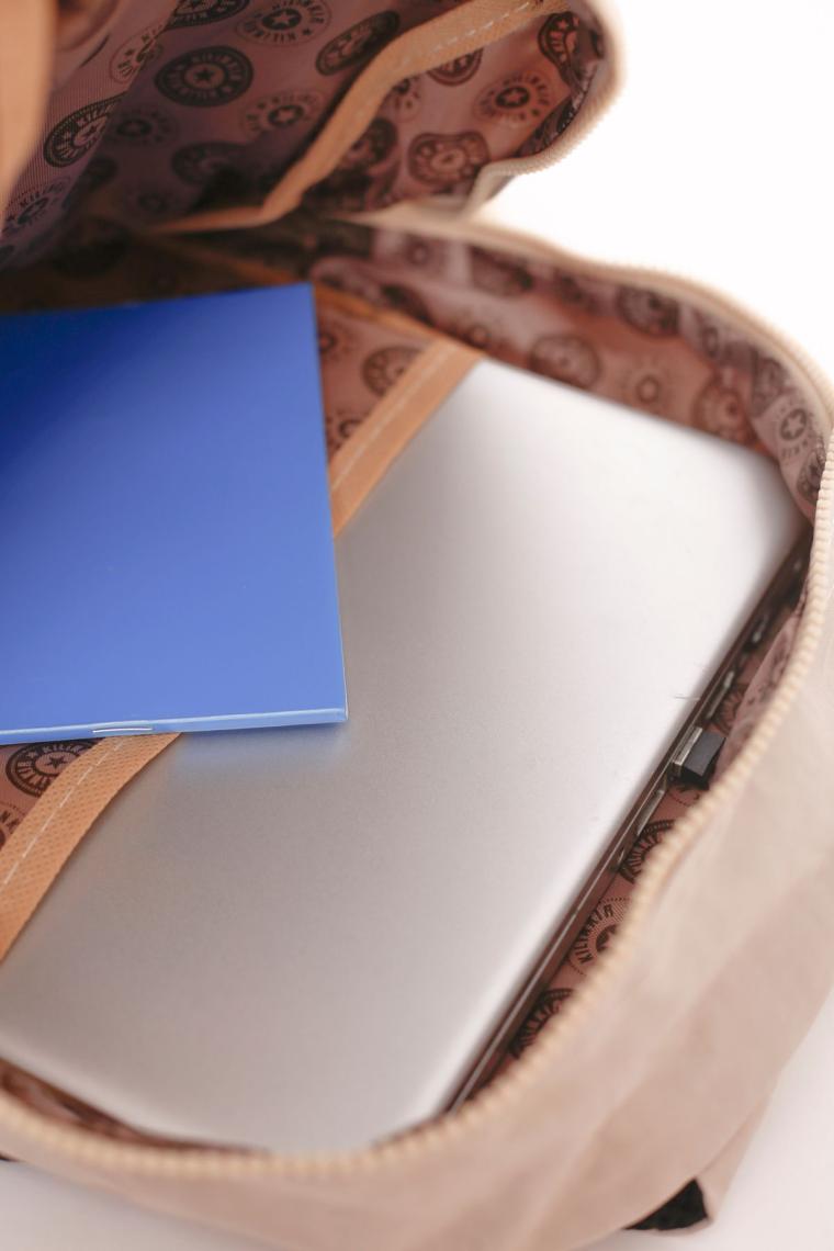 Duomino Krinkıl Kumaş Suya Dayanıklı Büyük Boy Bej Klinkır Sırt Çantası/laptop Okul Çanta