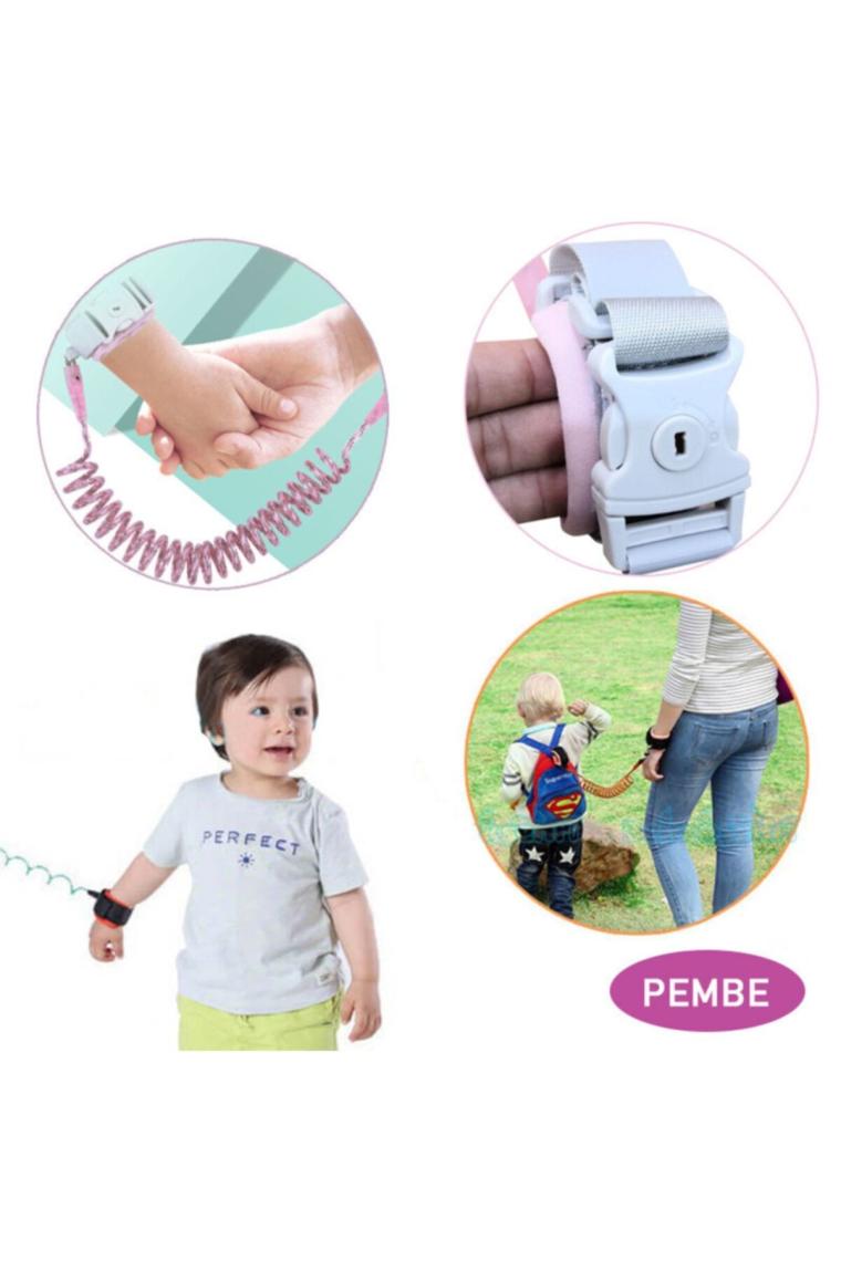 Pembe Extra Kilitli Güvenlik Bilekliği  Çelik Uçlu