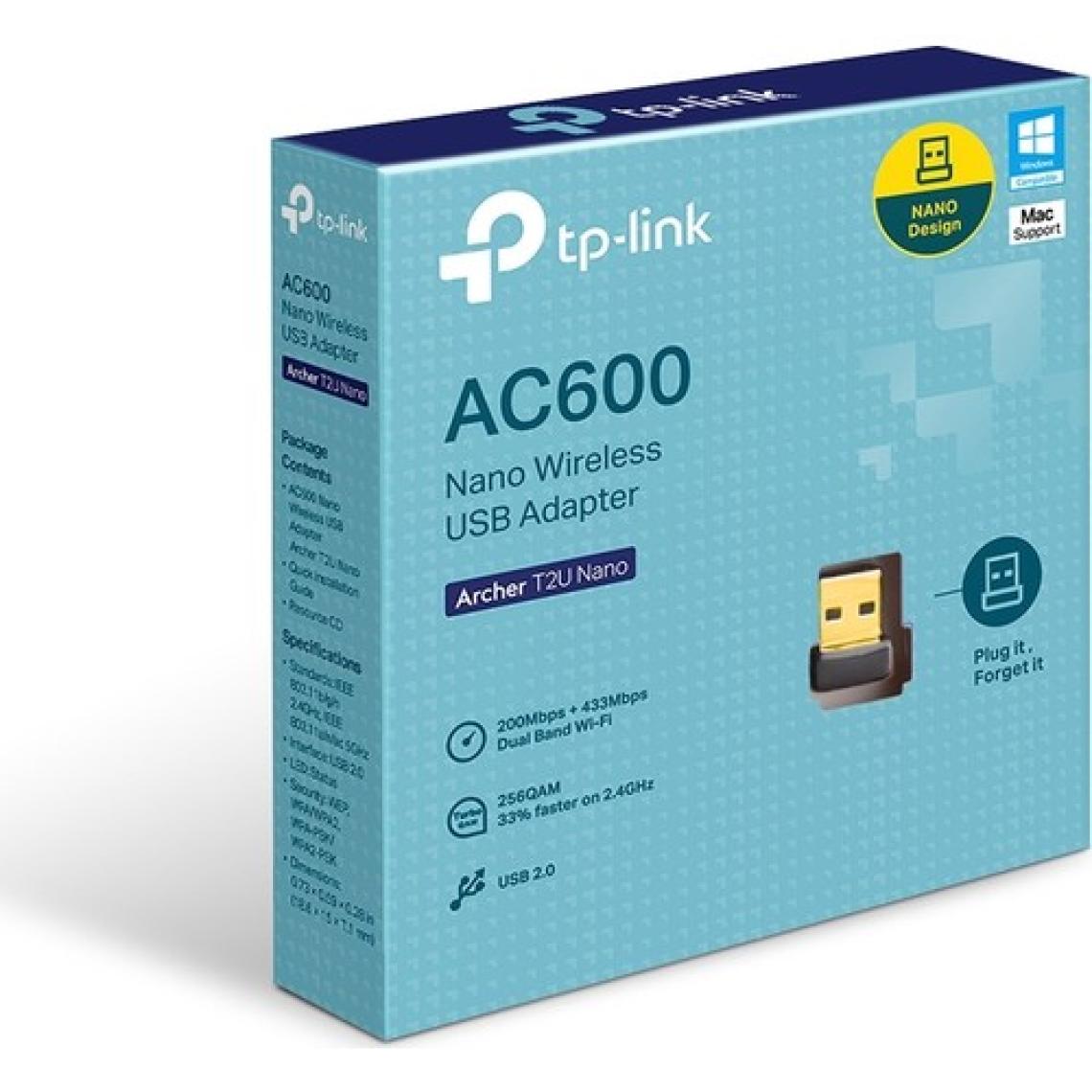 TP-Link Archer T2U Nano, AC600 Mbps Kablosuz Nano USB Adaptör