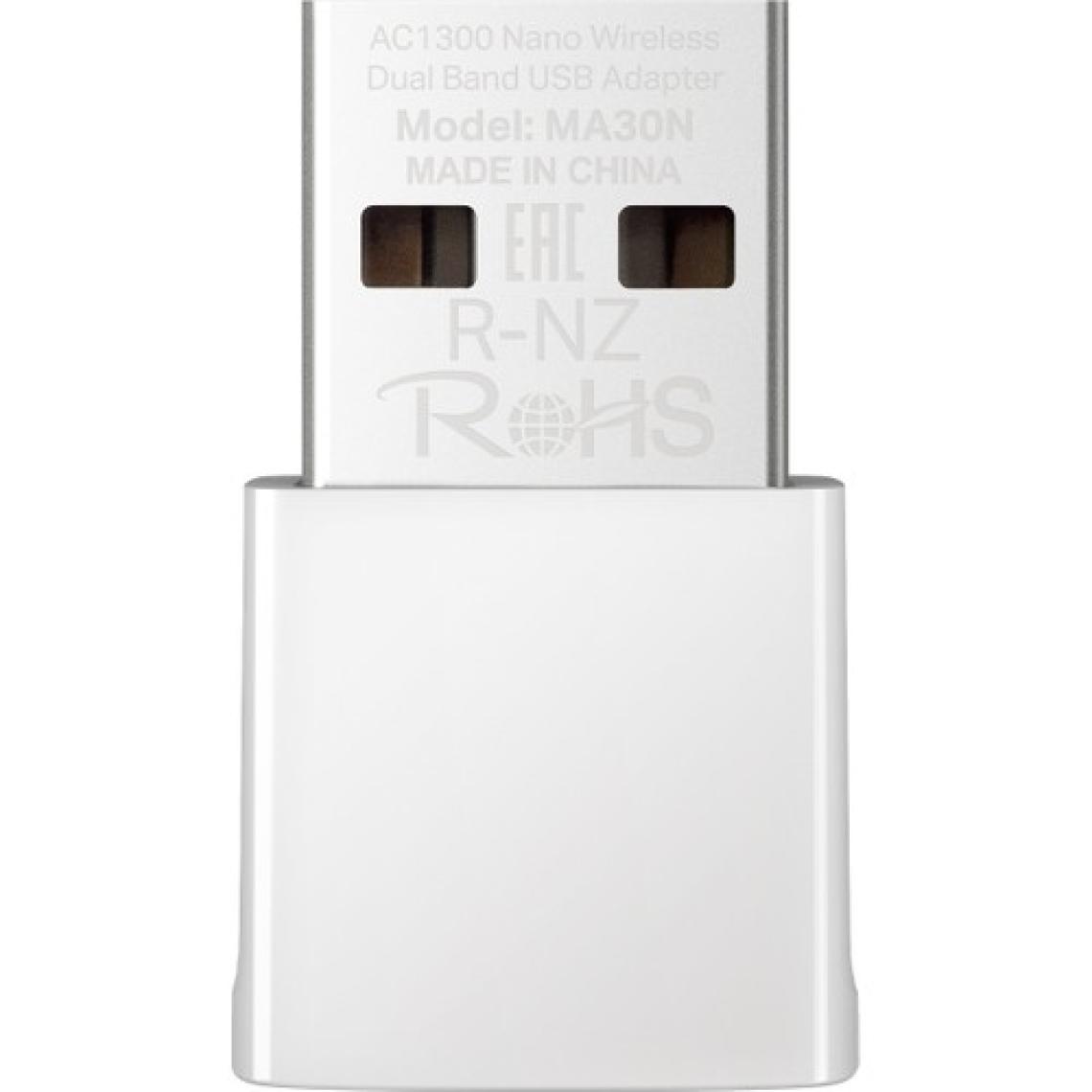 Mercusys MA30N, AC1300 Mbps, Çift Bant, Mu-Mımo, Tak ve Çalıştır, Nano Wi-Fi 5 USB Adaptör
