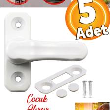 Bebek Çocuk Pimapen Pvc Kapı Pencere Emniyet Koruma Kilidi Mandalı Cam Kilidi Beyaz (5 ADET)