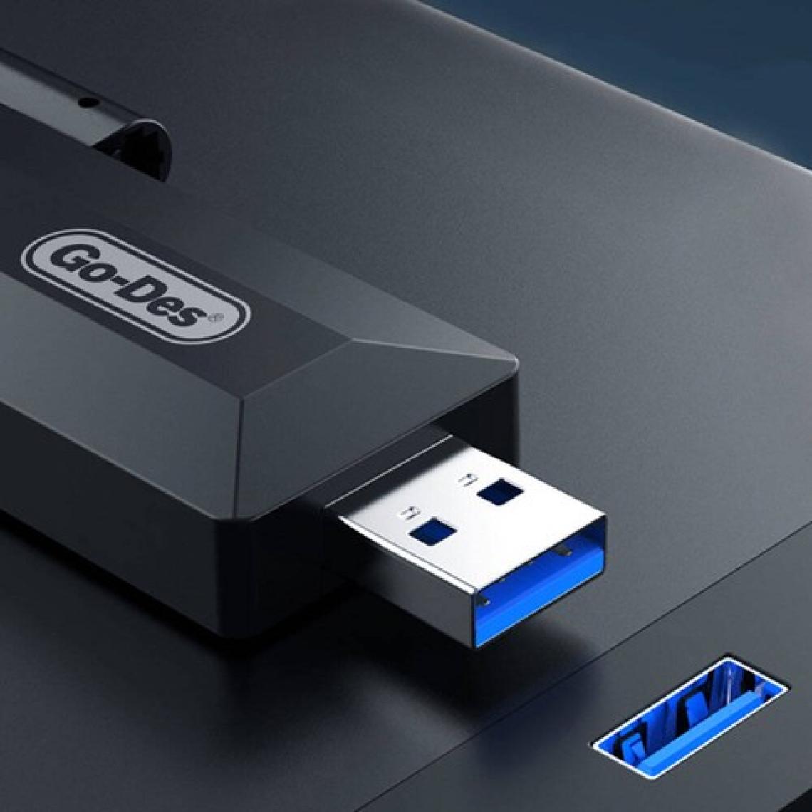 Go-Des 4 Antenli Kablosuz Internet Sağlayıcı USB Wifi Wireless Adaptör Go Des GD-BT318 Çift Bantlı 1200M