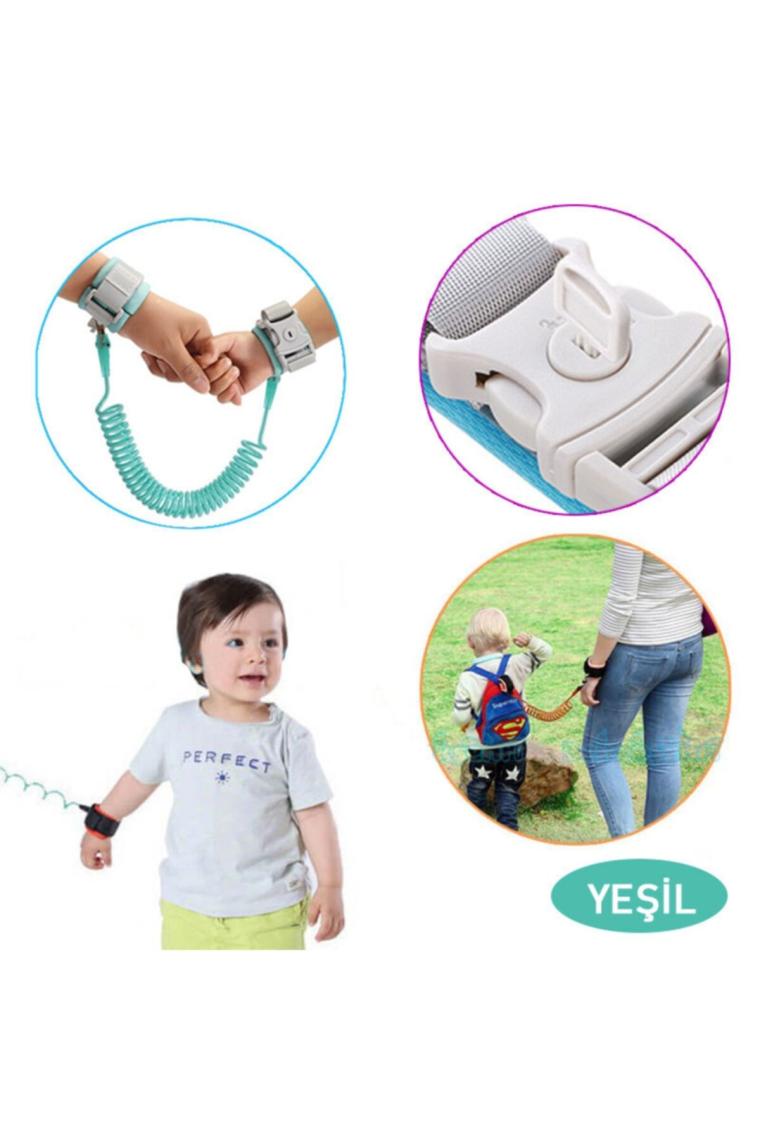 Yeşil Extra Kilitli Güvenlik Bilekliği (ÇELİK UÇLU) Bebek Çocuk Güvenlik
