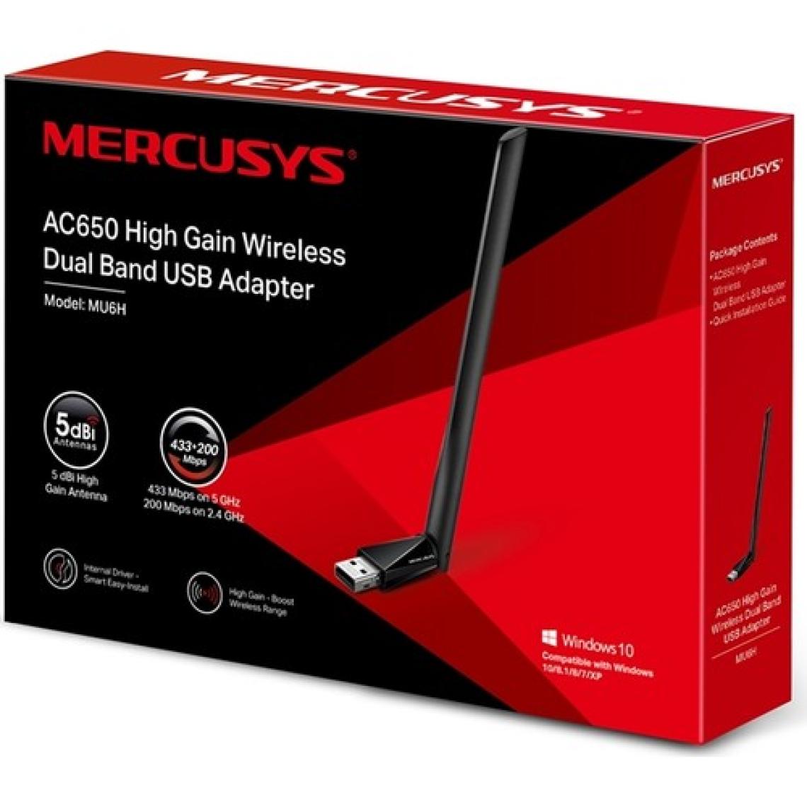 Mercusys MU6H AC 650 Mbps High Gain Wireless Dual Band USB Adapter