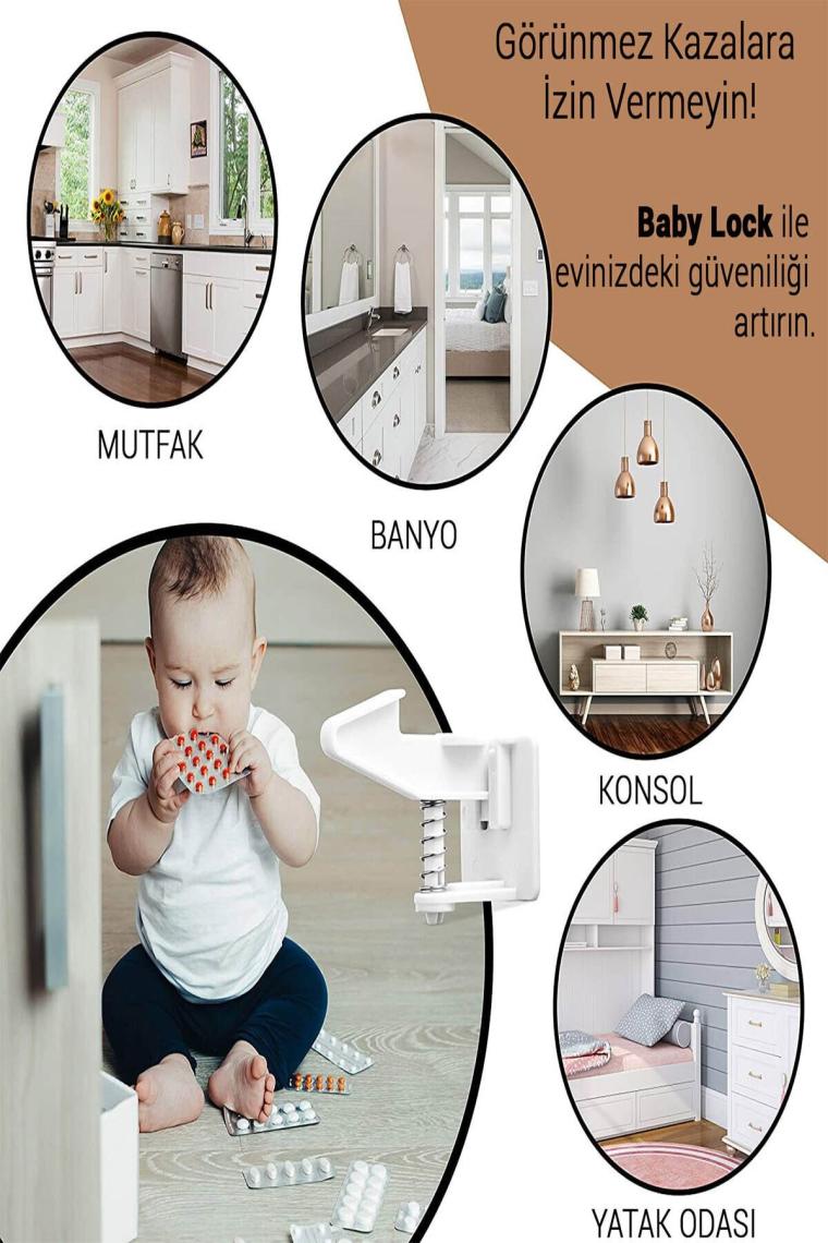 5 Adet Bebek Çocuk Kilit Çekmece Dolap Güvenlik Kilidi - Gizli Dayanıklı Estetik Tasarım