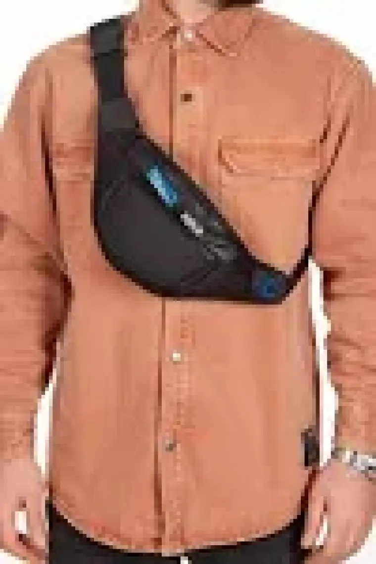 Newish Polo Erkek Kumaş USB Kulaklık Çıkışlı Crossbody Çapraz Göğüs Omuz ve Bel Çantası newpolo201 - Siyah - Mavi