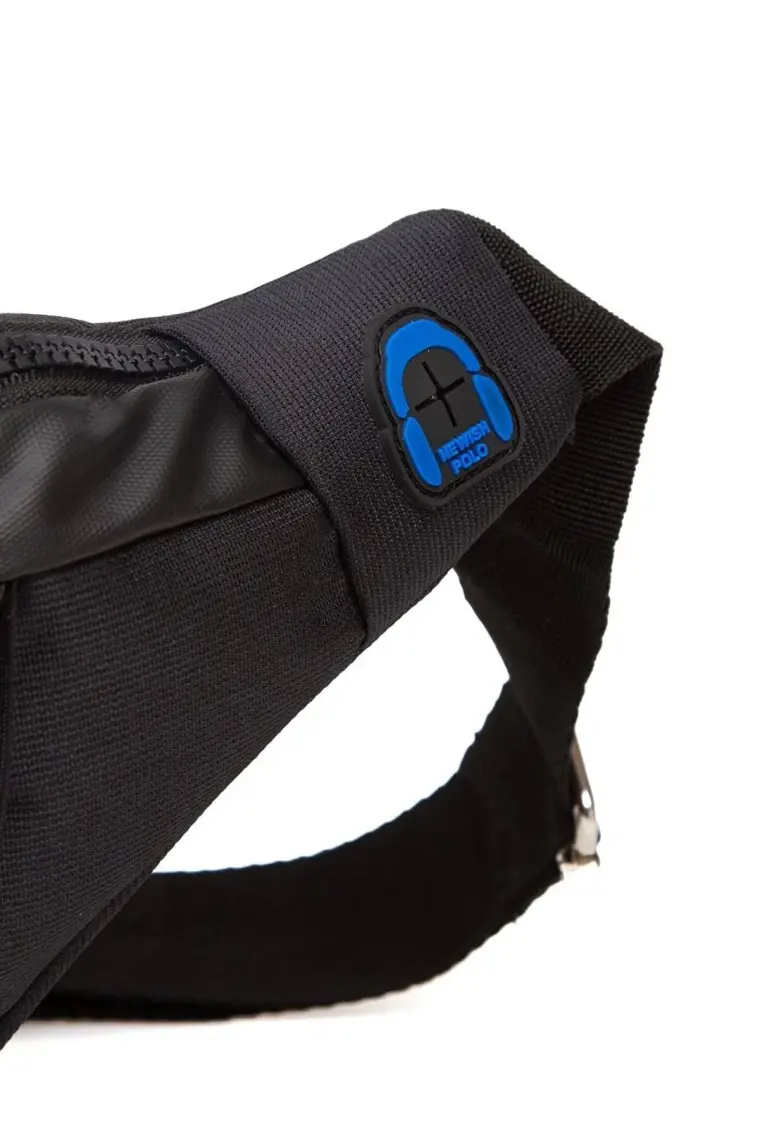 Newish Polo Erkek Kumaş USB Kulaklık Çıkışlı Crossbody Çapraz Göğüs Omuz ve Bel Çantası newpolo201 - Siyah - Mavi