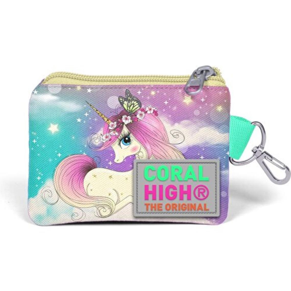 Coral High Kids Pembe Su Yeşili Unicornlu Kız Desenli Bozuk Para Çantası 21833
