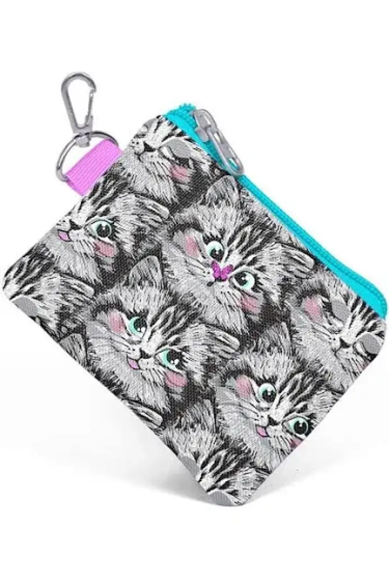 Coral High Gri Kedi Desenli Bozuk Para Çantası 21907
