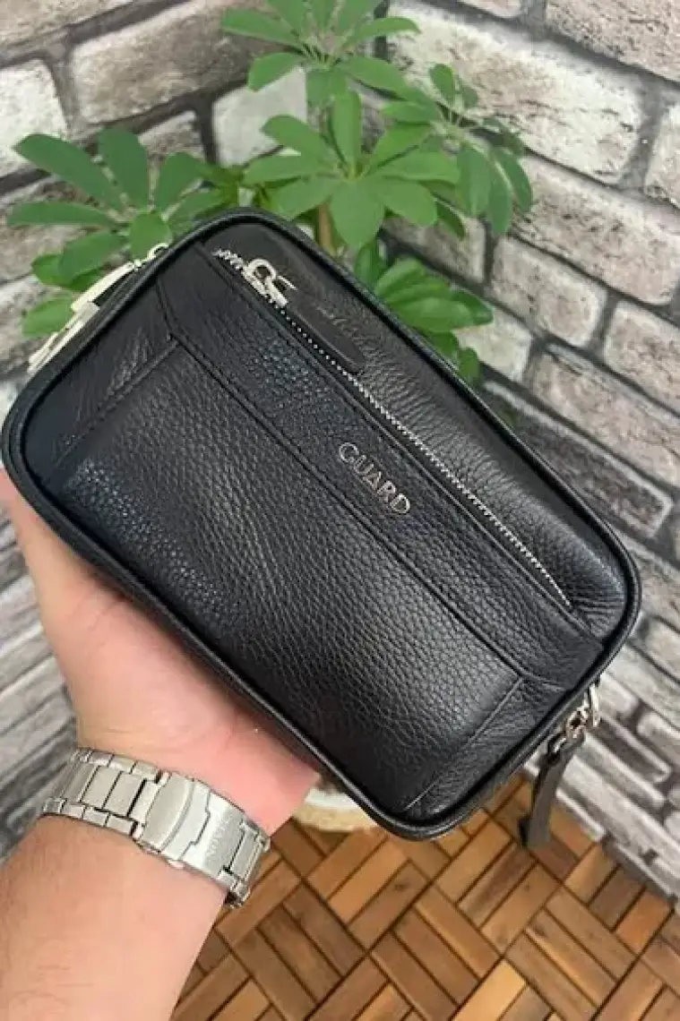 Guard Kahverengi Hakiki Deri Şifreli El Çantası