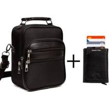 Newish Polo Erkek Siyah Günlük Omuz El Çantası ve Mekanizmalı Cüzdan newpolo053