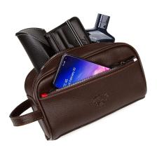 Newish Polo Erkek Deri Portföy Clutch Traş Kozmetik Bakım Ve Günlük El Çantası (14X24CM) newpolo171 - Kahverengi