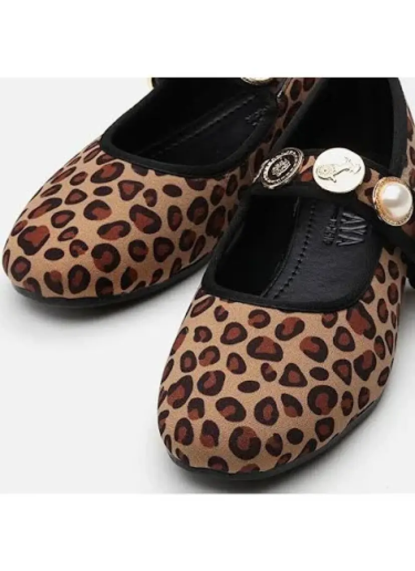 Yaya By Hotiç Peluş Leopar Taşlı Kadın Babet