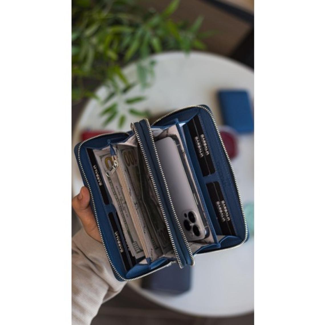 Garbalia Orleans Hakiki Deri Telefon Bölmeli El Çantası Cüzdan Kartlık