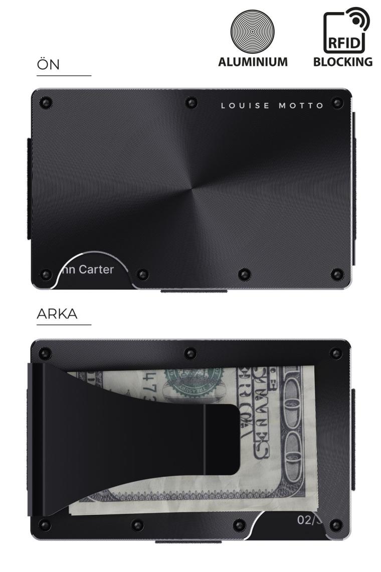 Louise Motto - Cardx - Shine Clips - Yeni Nesil Minimalist Cüzdan, Kartlık - Rfid Blocking, Kadın & Erkek (Siyah)