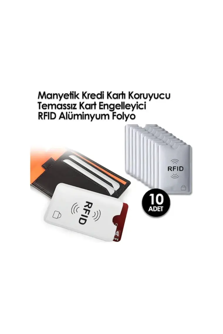 Mega Oto Market Manyetik Kredi Kartı Koruyucu Temassız Engelleyici Rfid Alüminyum 10 Adet