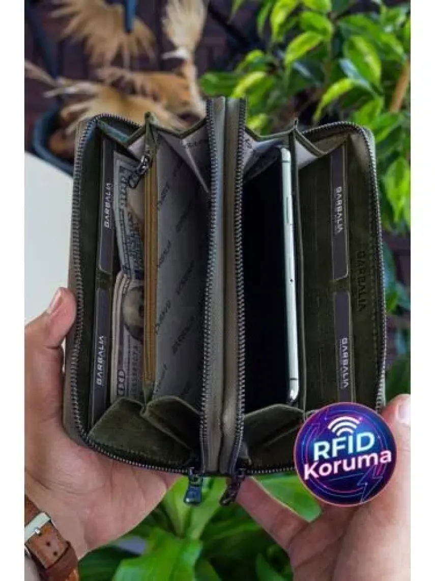Garbalia Orleans Vintage Deri Telefon Bölmeli El Çantası Cüzdan Kartlık