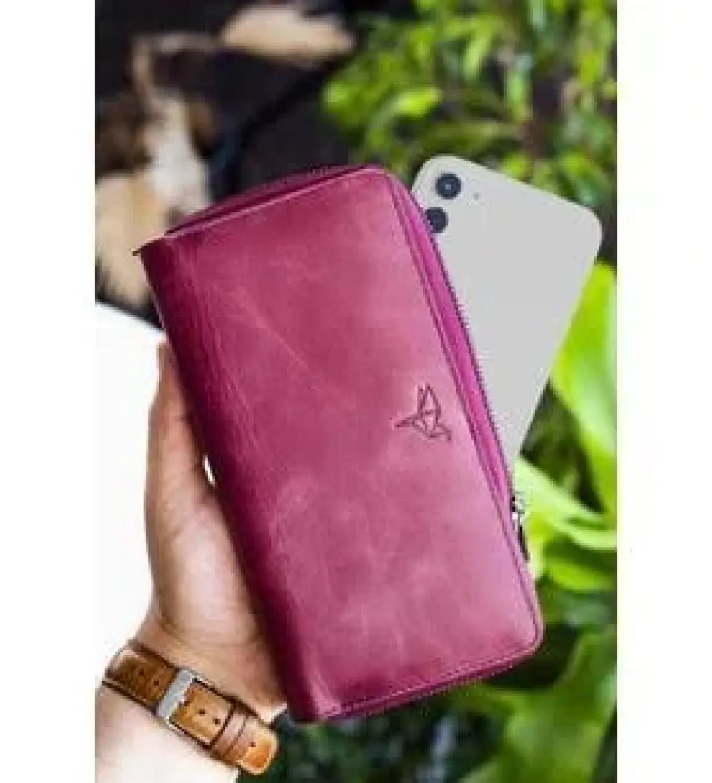 Garbalia Orleans Vintage Deri Telefon Bölmeli El Çantası Cüzdan Kartlık