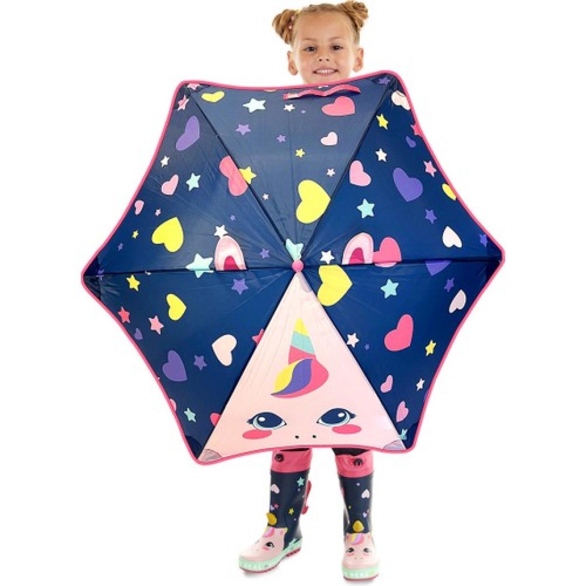 Denokids Kalpli Unicorn Kız Çocuk Lacivert Şemsiye