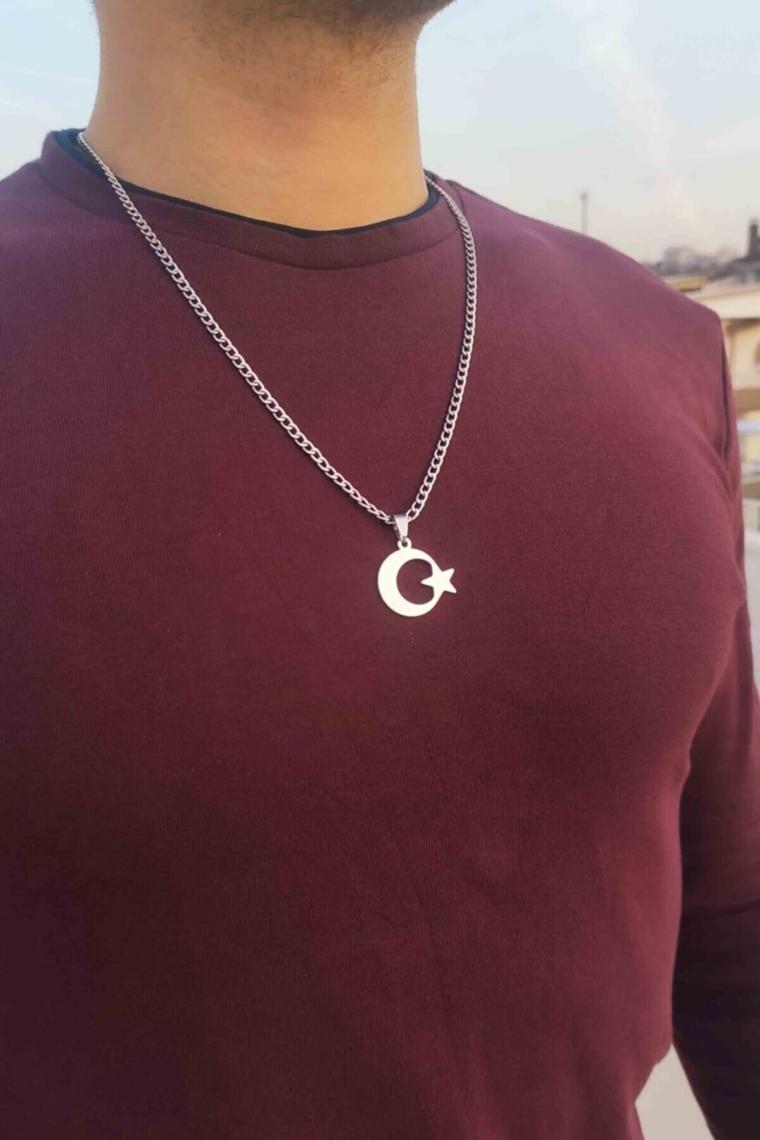 Silverlina Gümüş Ay Yıldız Bayrak Kolye