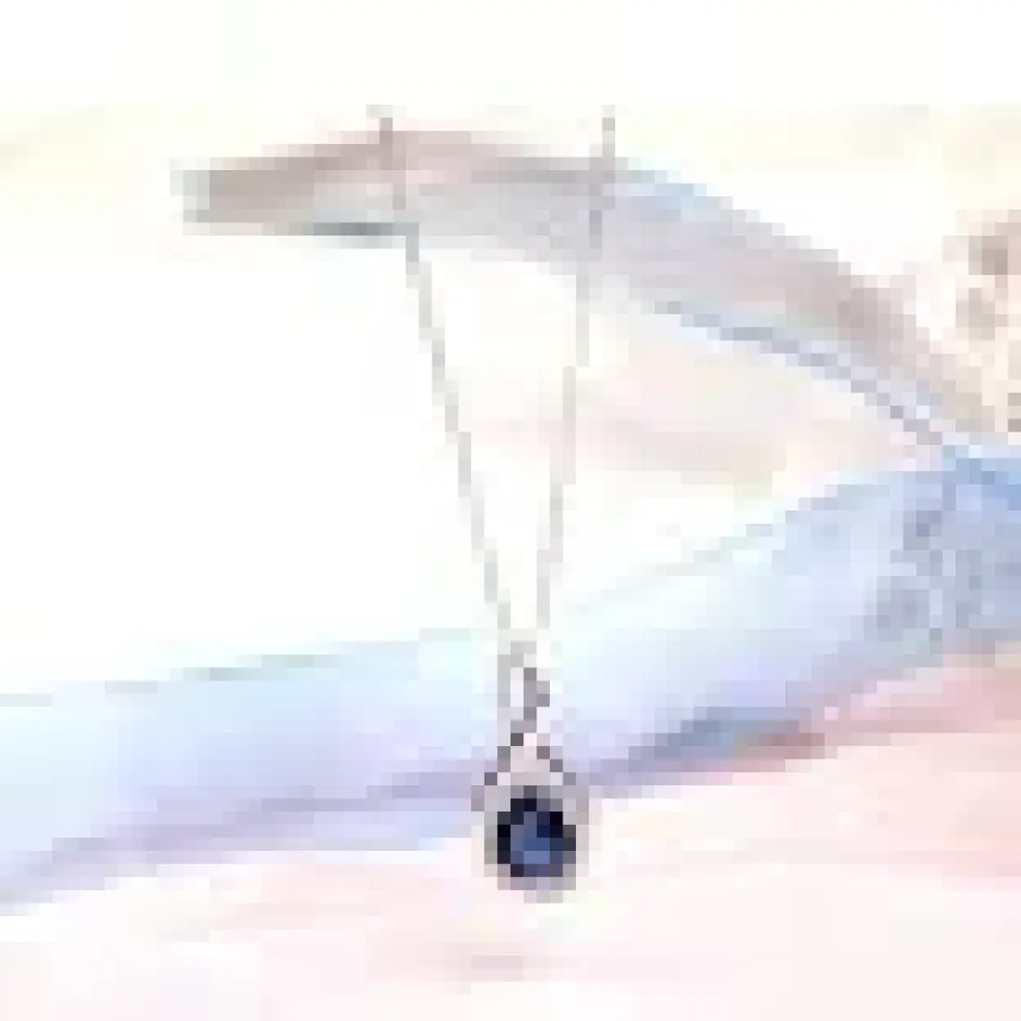 Gümüş Su Damlası Pırlanta Model Safir Zirkon Taşlı Gümüş Kolye