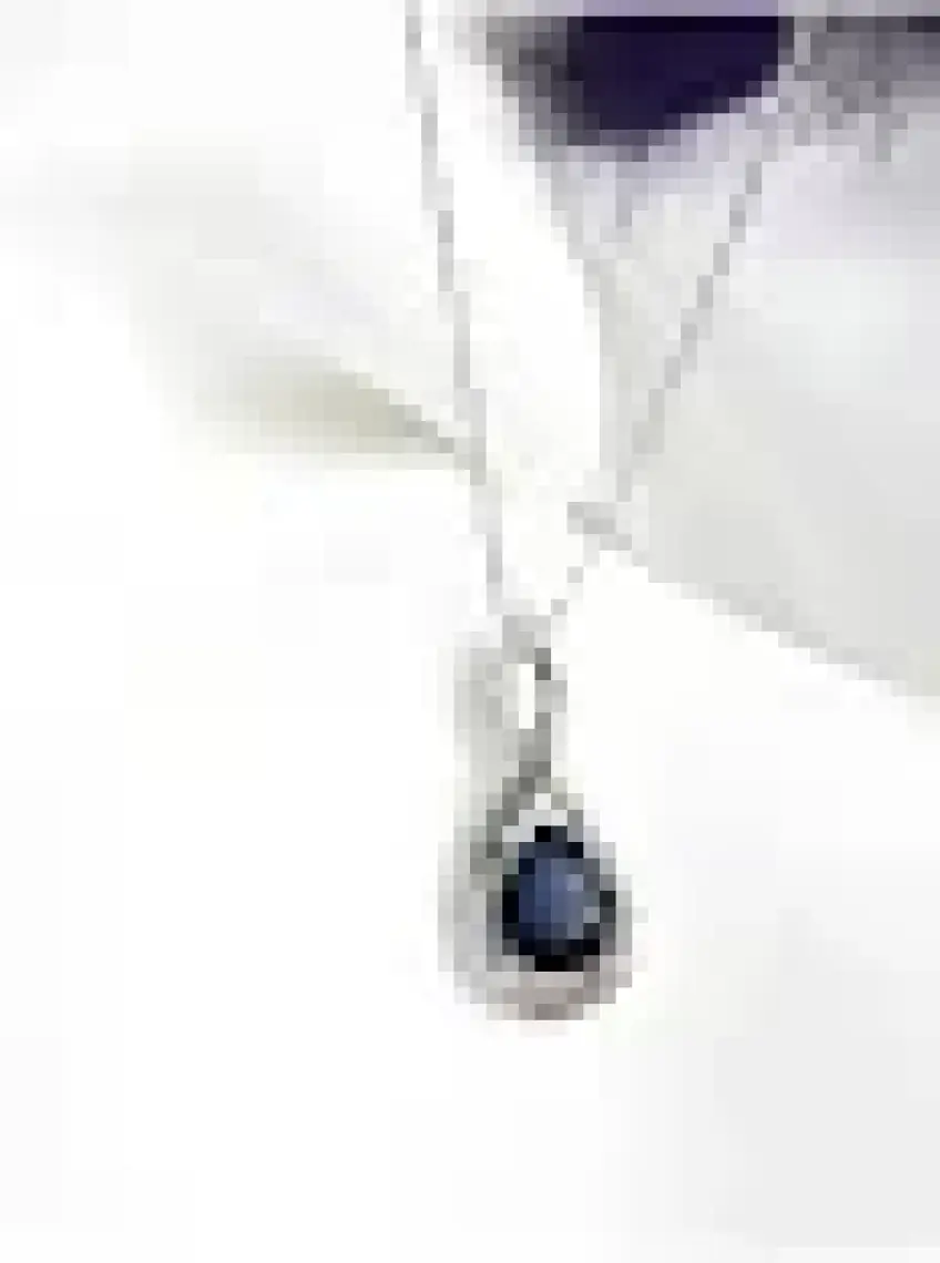 Gümüş Su Damlası Pırlanta Model Safir Zirkon Taşlı Gümüş Kolye