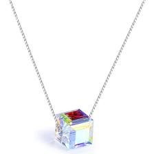 Gümüş Swarovski Taşlı Bayan Küp Gümüş Kolye