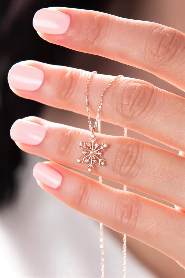 Bilsen Store 925 Ayar Gümüş Rose Kaplama Unutma Beni Çiçeği Kolye