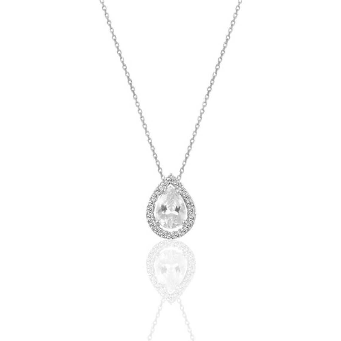 Söğütlü Silver Gümüş Rodyumlu Zirkon Taşlı Damla Modeli Kolye