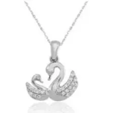 Zanaat Silver 925 Ayar Gümüş Rodyum Kaplama Yavrulu Kuğu Modeli Kolye