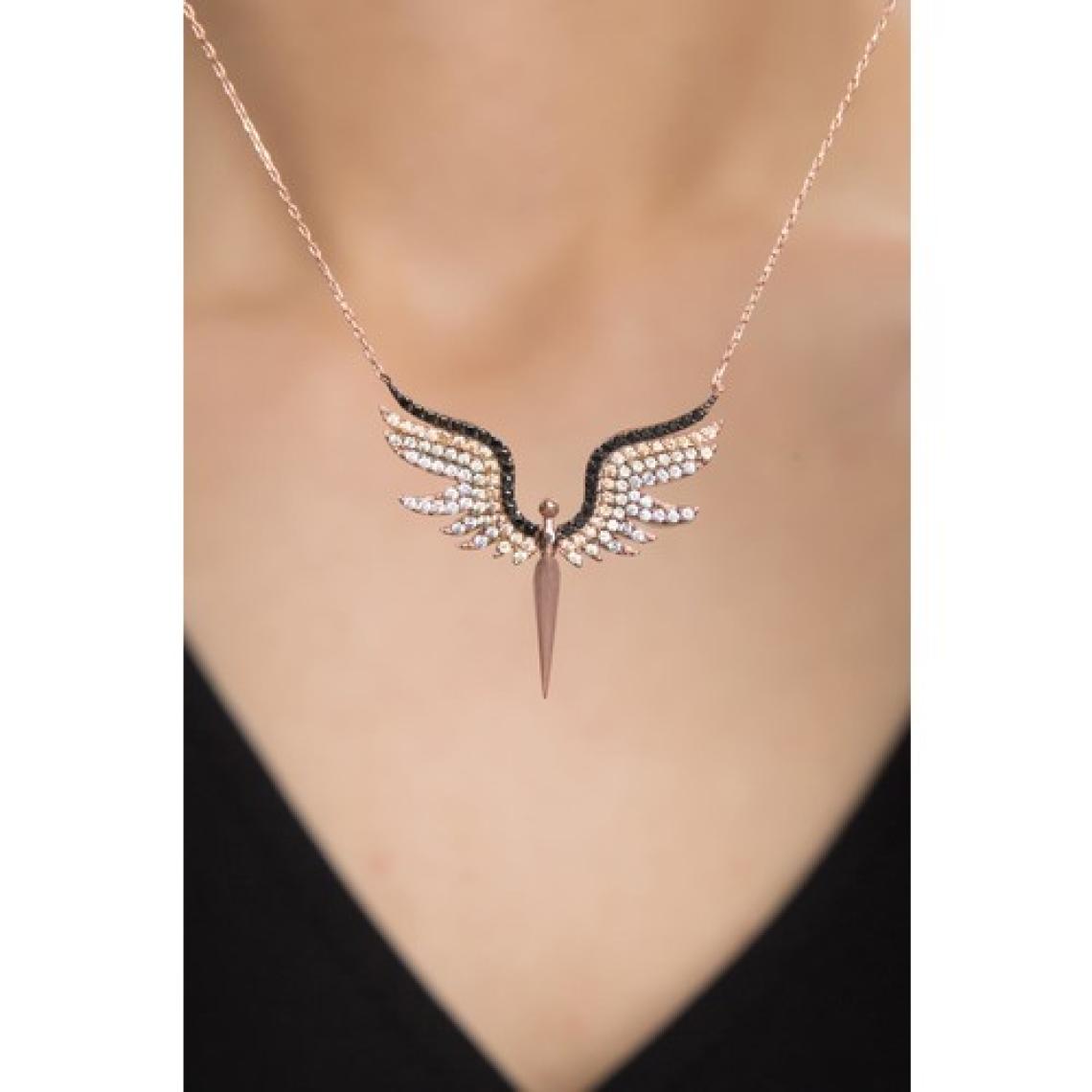 Elika Silver Kadın Melek Model Zirkon Taşlı 925 Ayar Gümüş Kolye