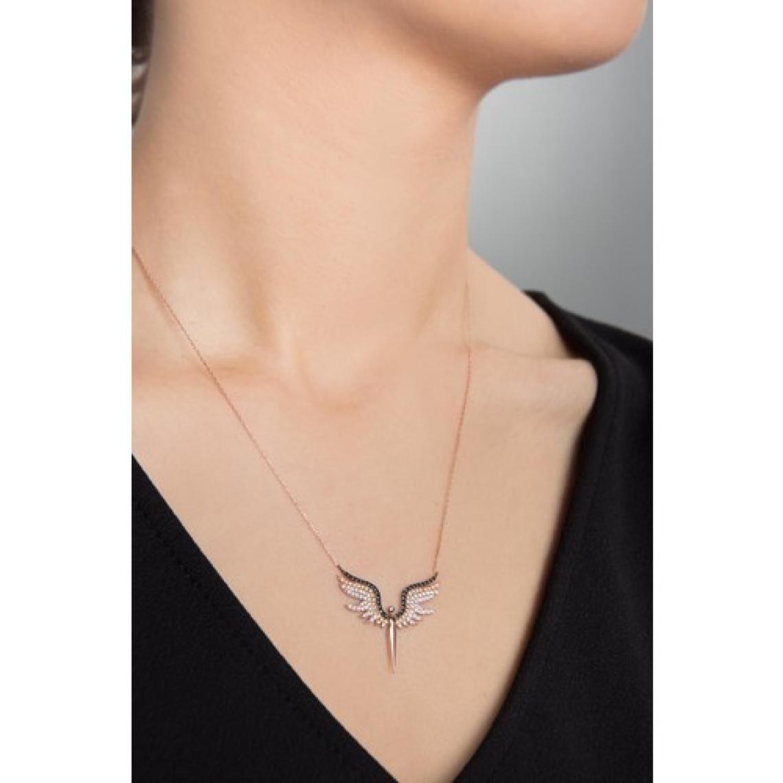 Elika Silver Kadın Melek Model Zirkon Taşlı 925 Ayar Gümüş Kolye